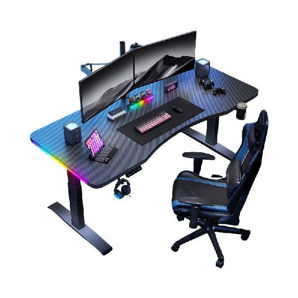 Solid Wood Electric Height-Adjustable Desk with RGB (160×60cm)